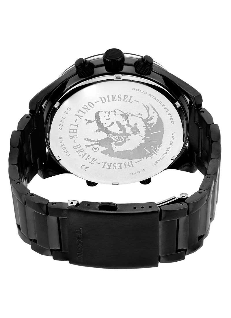 Diesel Men s Boltdown Chronograph Orange Dial Black Stainless Steel Watch DZ7432