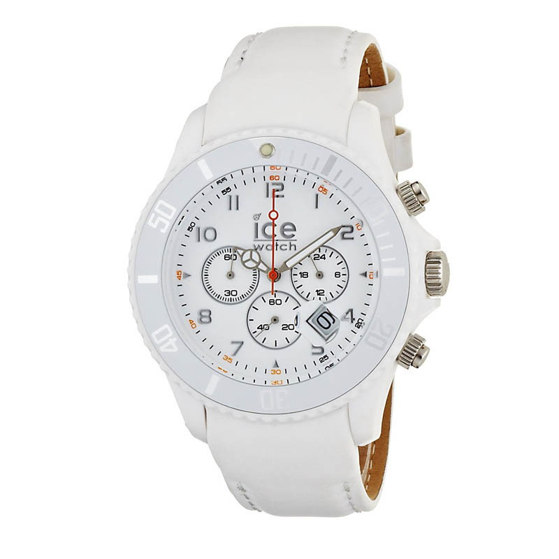 Ice-Watch CH.WE.B.L Men's Chrono White Calf Skin Quartz Watch with White Dial