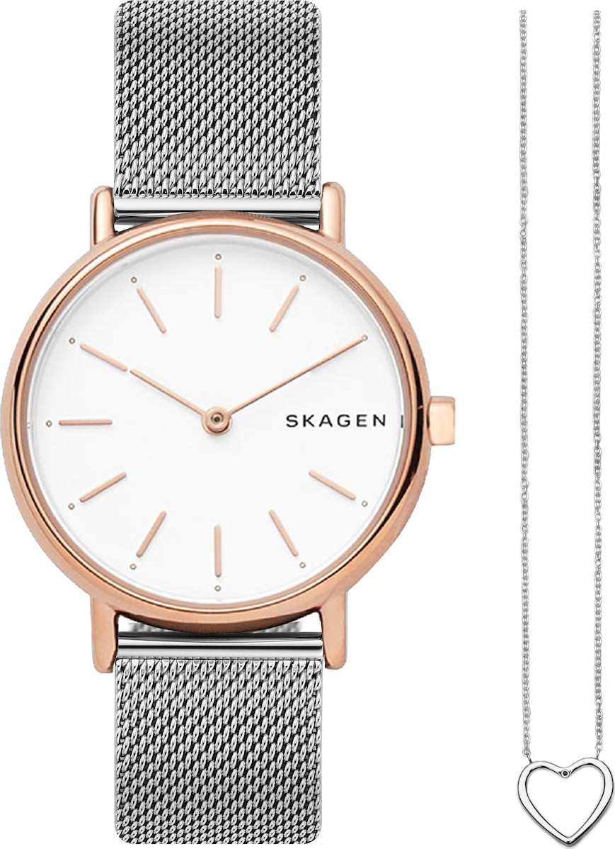 Skagen Women's Signatur White Dial Stainless Steel Gift Set SKW1106