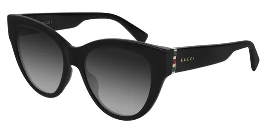 Gucci Women's Cat Eye Full Rim Grey Lens Black Frame Sunglasses GG0460S-001-53
