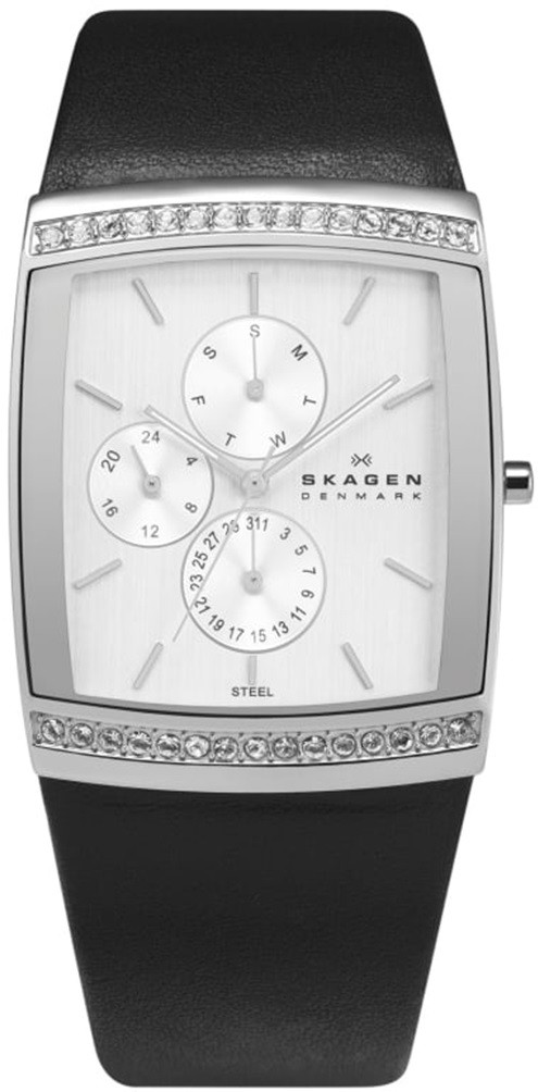 Skagen Women's Glitz Black Leather Watch 656LSLB