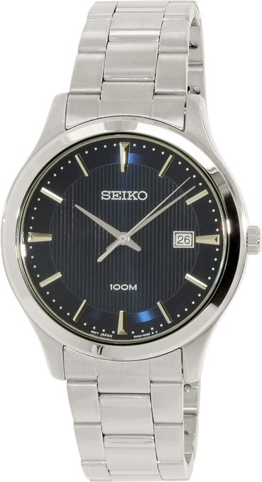 Seiko Men's SUR049 Stainless Steel Blue Dial Date Window Watch