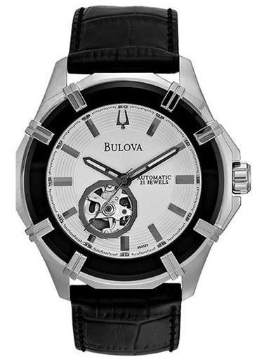 Bulova Men's Automatic Black Leather Strap Watch 96A123