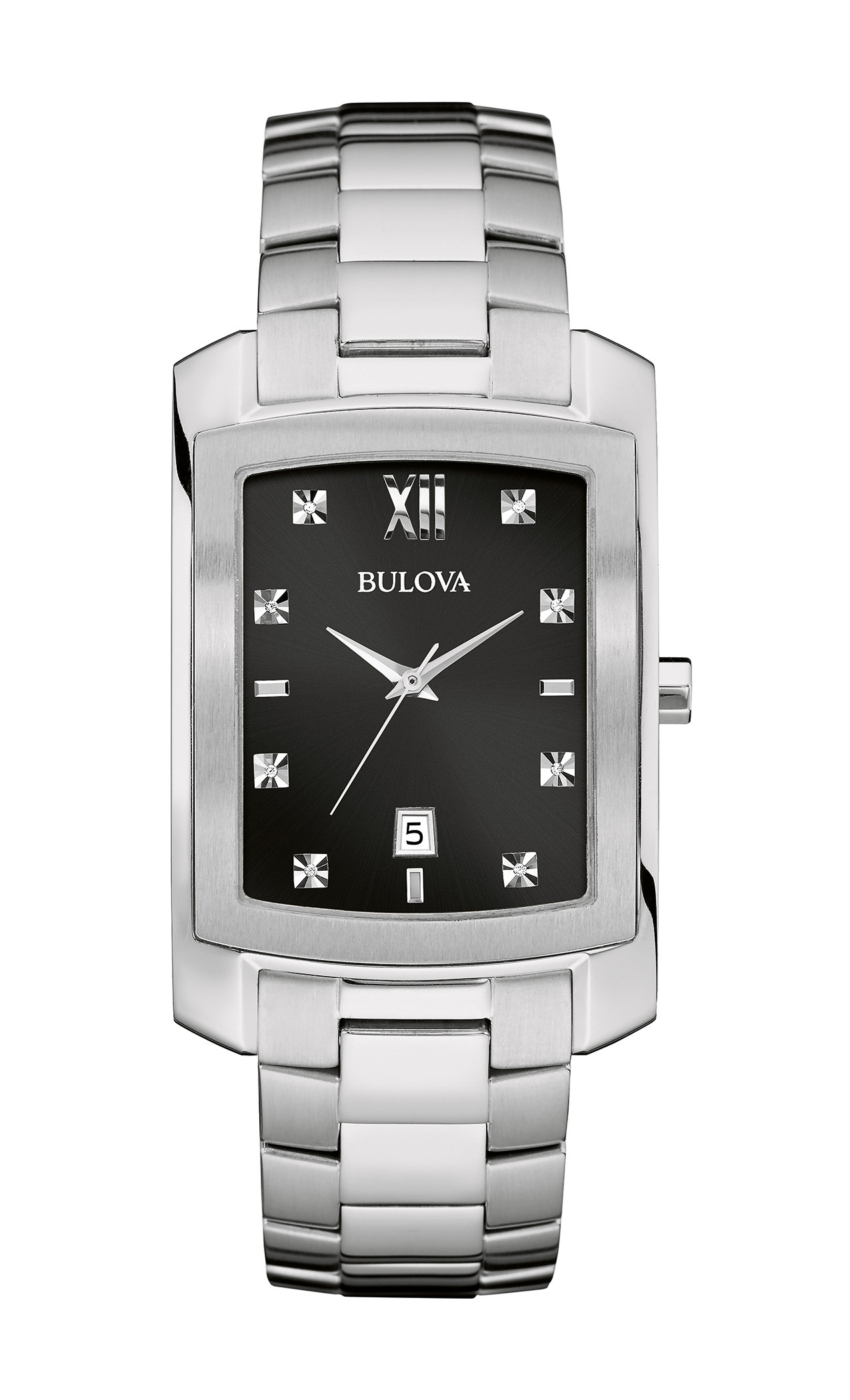 Bulova Men's Diamond Black Dial Watch 96D125
