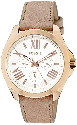Fossil Women's Cecile White Dial Beige Leather Watch AM4532 