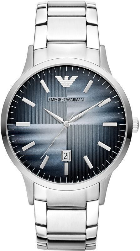 Emporio Armani Men's Blue Textured Dial Stainless Steel Watch AR2472