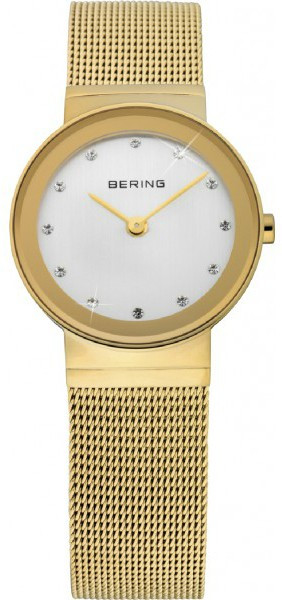Bering Women’s Classic White Dial Gold Stainless Steel Mesh Watch 10126-334
