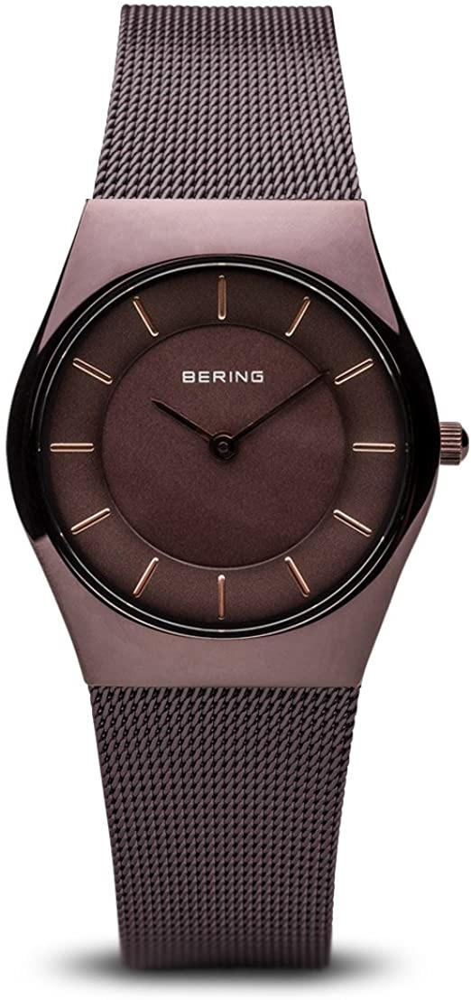 Bering Women's Classic Brown Dial Brown Mesh Stainless Steel Watch 11930-105