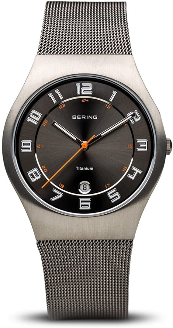 Bering Men's Classic Black Dial Grey Mesh Titanium Watch 11937-000