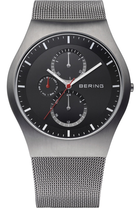 Bering Men's Classic Chronograph Black Dial Grey Stainless Steel Watch 11942-372