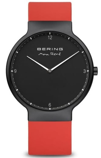 Bering Men's Max René Black Dial Red Silicone Watch 15540-523
