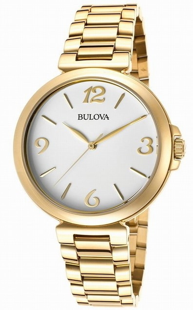 Bulova Women's White Dial Gold-Tone Watch 97L139