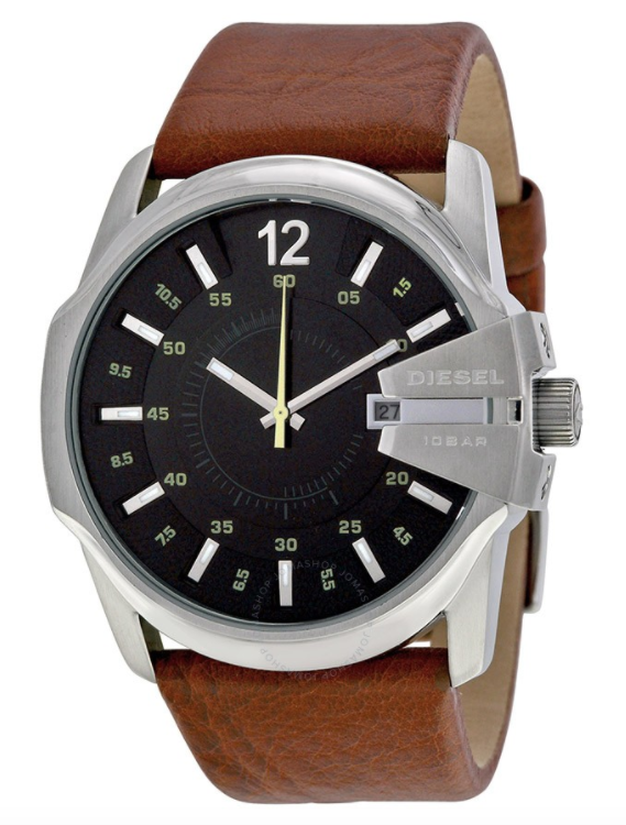 Diesel Men's Black Dial Brown Leather Watch DZ1617