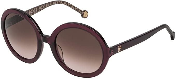 Carolina Herrera Women's Round Black Purple Sunglasses SHE696530V01