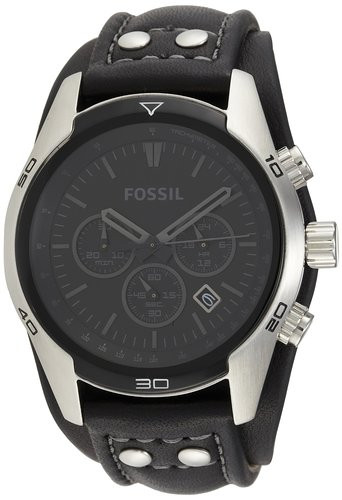 Fossil Men's Trend Chronograph Black Leather Watch CH2586