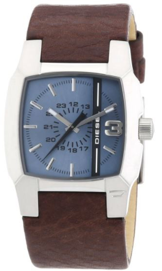 Diesel Men's Cliffhanger Blue Dial Brown Leather Watch DZ1123