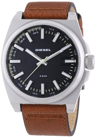 Diesel Men's Black Dial Brown Leather Watch DZ1611 