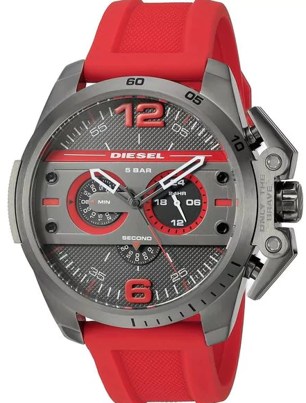  Diesel Men's Ironside Chronograph Red Silicone Watch DZ4388