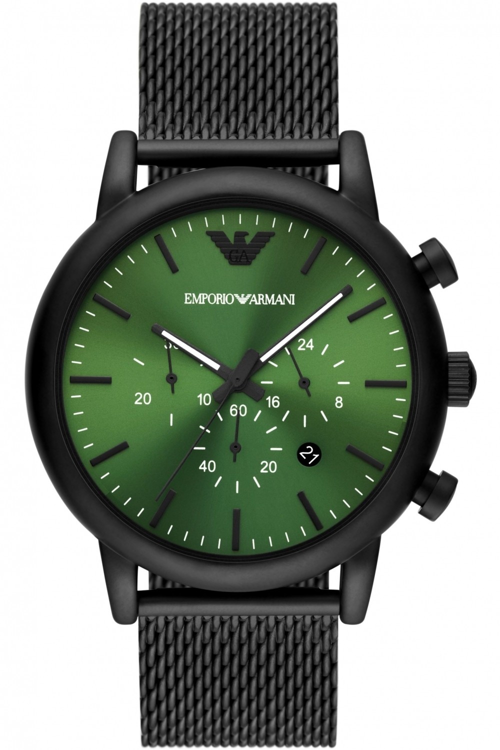 Emporio Armani Men's Luigi Green Dial Black Mesh Watch AR11470