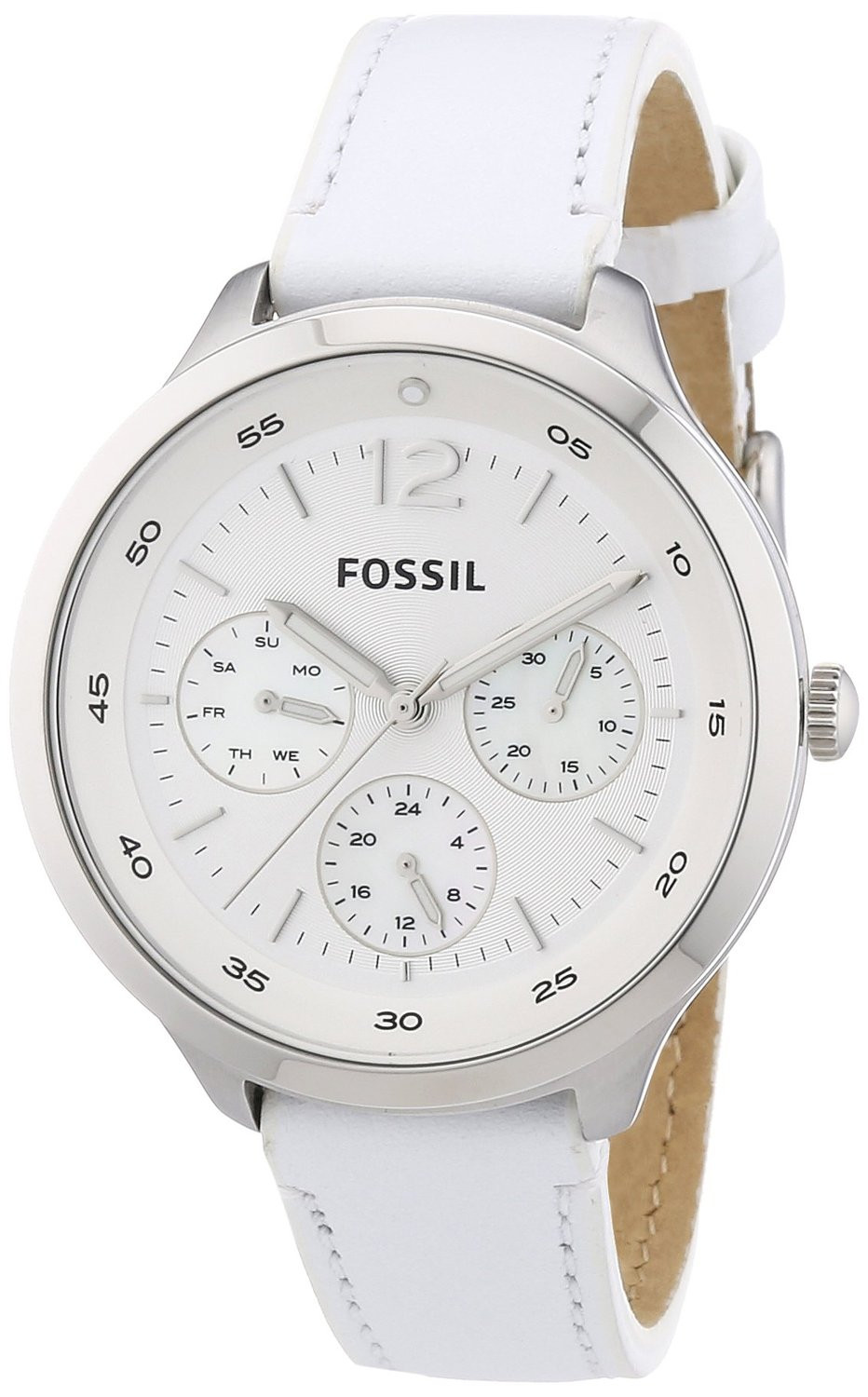 Fossil Women's GMT White Dial White Leather Watch ES3249 