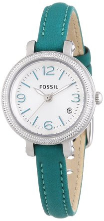 Fossil Women's Heather White Dial Blue Leather Watch ES3333