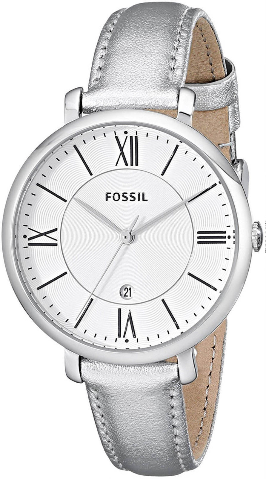 Fossil Women's Jacqueline ES3436 Silver Leather Quartz Watch