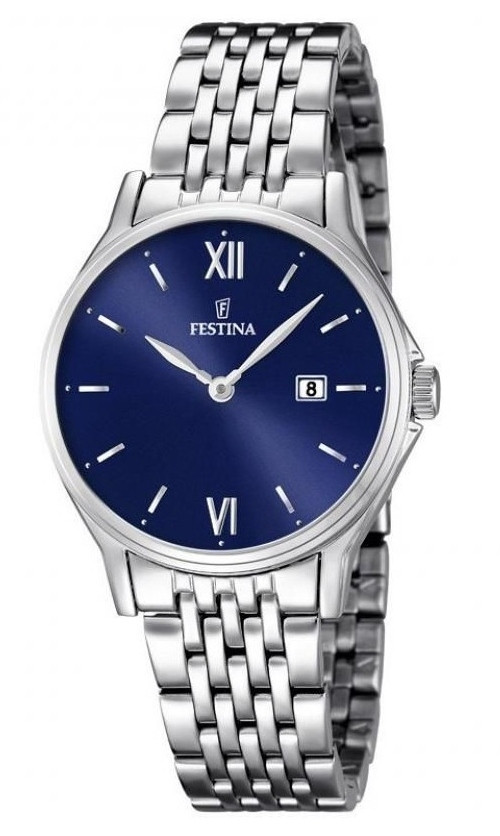 Festina Women's Classic Metal Blue Dial Stainless Steel Watch F16748/3