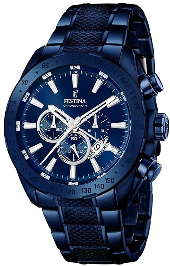 Festina Men's Prestige Chronograph Blue Dial Blue Stainless Steel Watch F16887/1