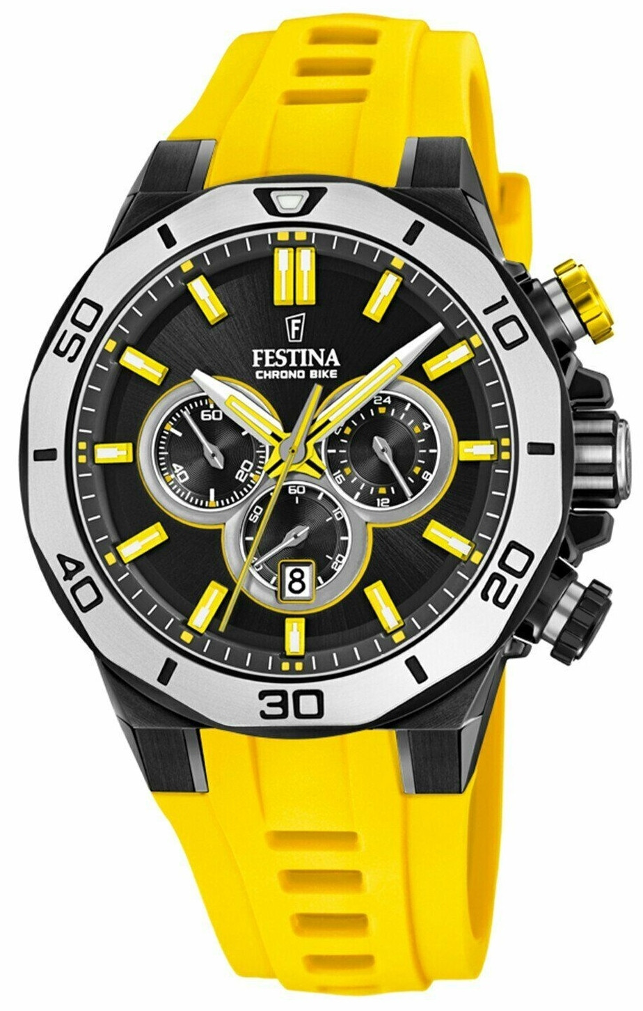 Festina Men's Chrono Bike Black Dial Yellow Silicone Watch F20450/1