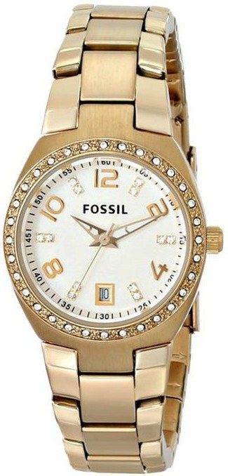 Fossil Women's White Dial Gold Tone Watch AM4557