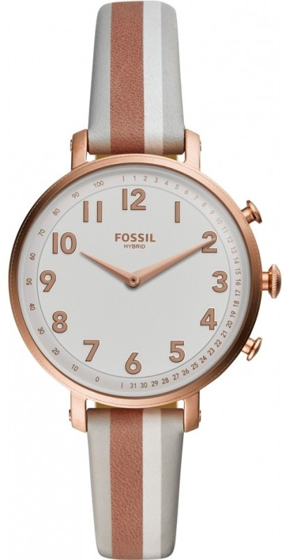 Fossil Women's Cameron White Dial Striped Pink Leather Watch FTW5049