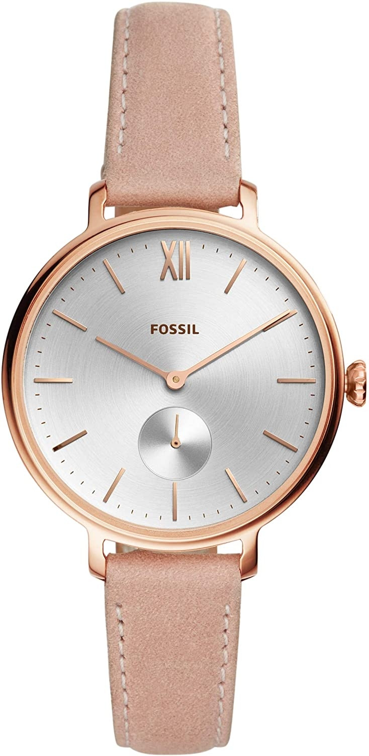 Fossil Women's Kayla Silver Dial Pink Leather Watch ES4572