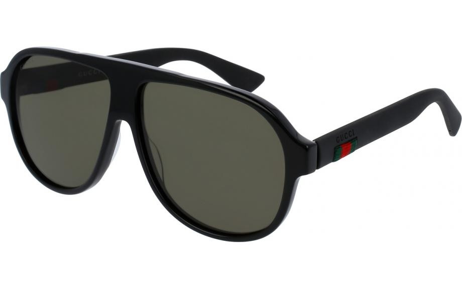 Gucci Men's Oversized Green Lens Black Frame Sunglasses GG0009S-001-59
