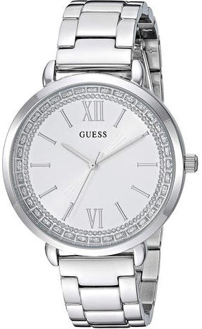 Guess Women's Posh White Dial Stainless Steel Watch W1231L1