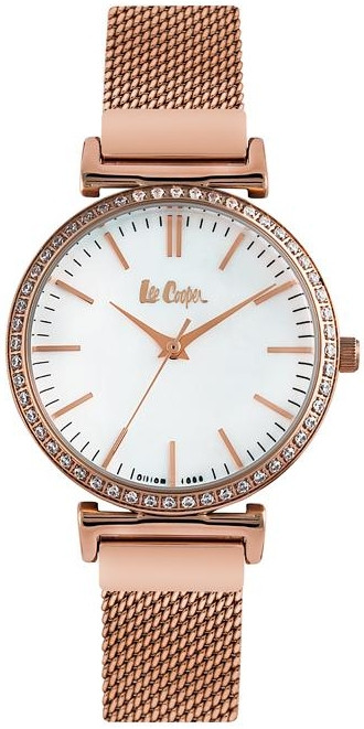 Lee Cooper Women's White Dial Rose Gold Mesh Stainless Steel Watch LC06534.420