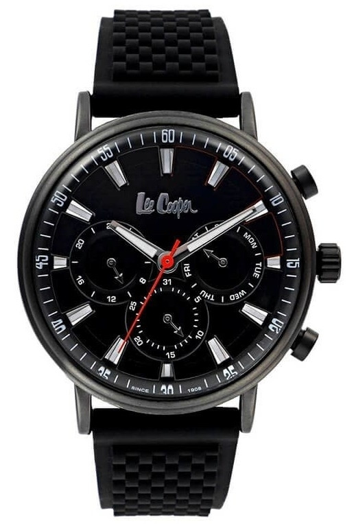 Lee Cooper Men's Chronograph Black Dial Black Rubber Watch LC06903.651