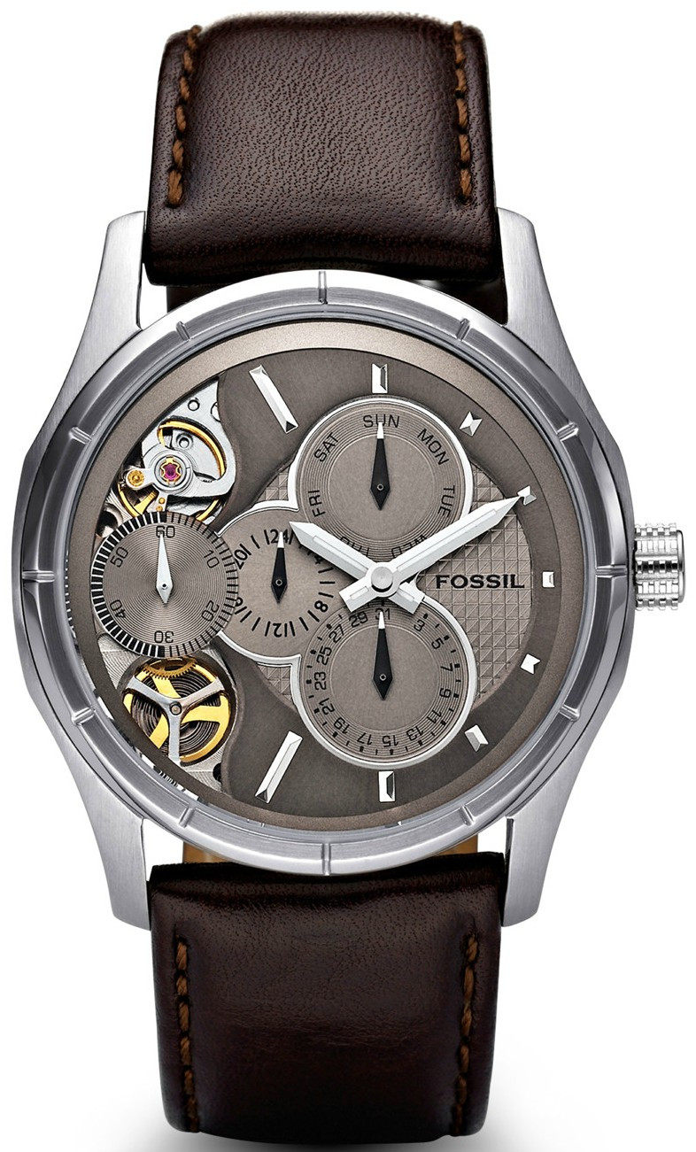 Fossil Men's Twist Brown Dial Brown Leather Watch ME1020
