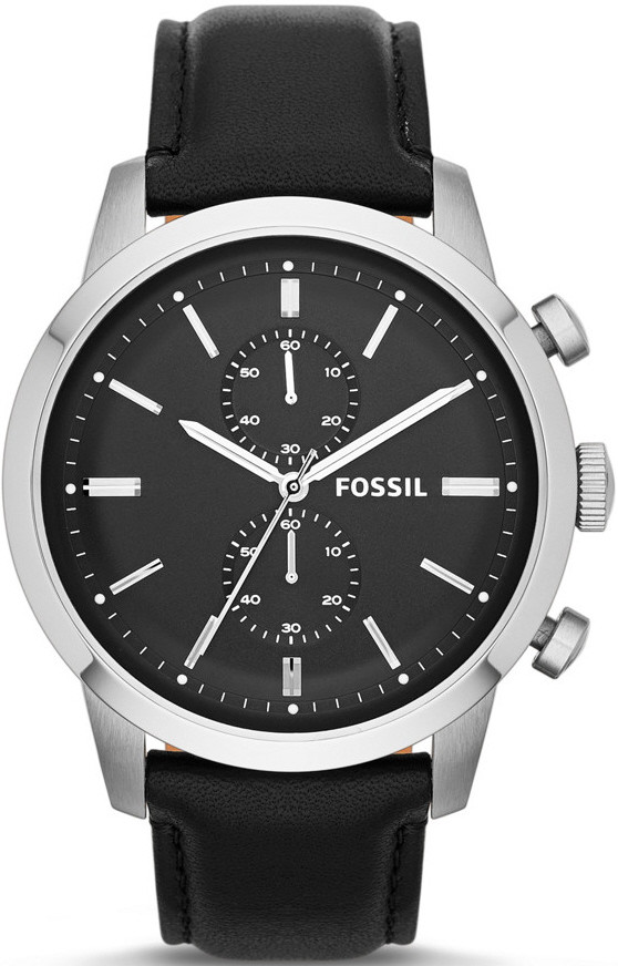 Fossil Men's Townsman Chronograph Black Dial Leather Watch FS4866 