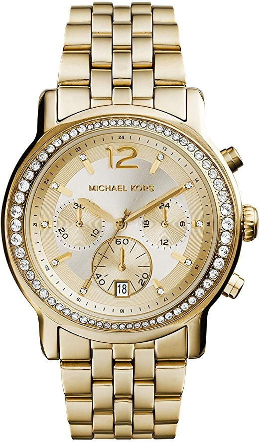 Michael Kors Women's Baisley Chronograph Gold Dial Gold Stainless Steel Watch MK5982