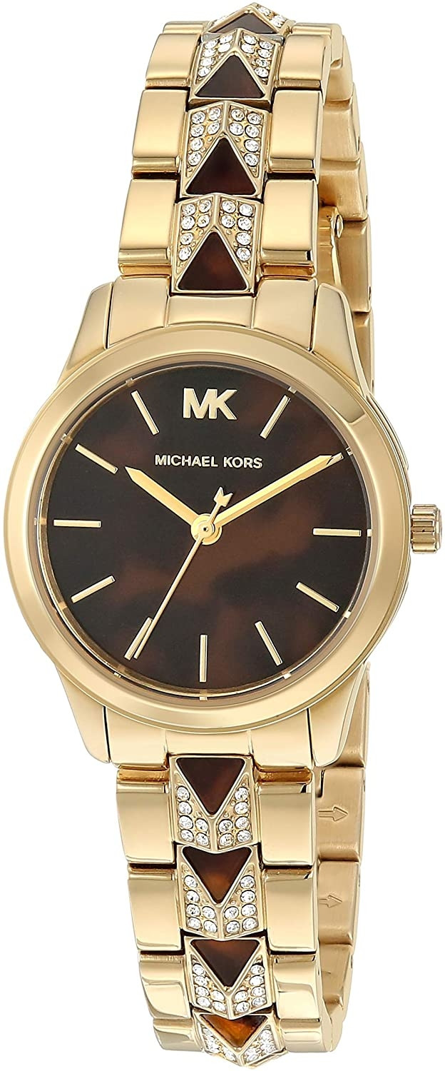 Michael Kors Women's Mercer Tortoise Dial Gold Stainless Steel and Tortoise Watch MK6855
