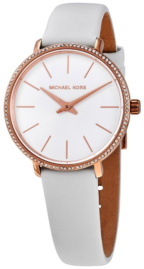 Michael Kors Women's Pyper White Dial White Leather Watch MK2802