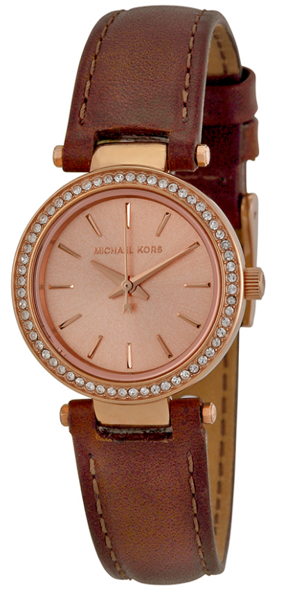 Michael Kors MK2353 26mm Stainless Steel Case Brown Leather Mineral Women's Watch