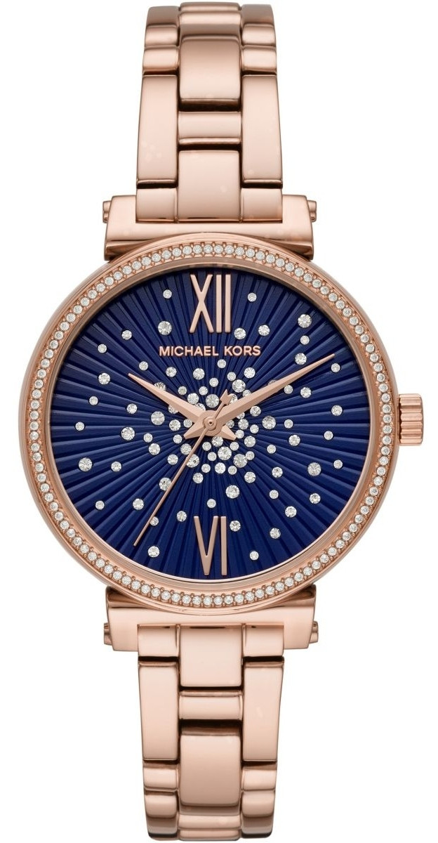 Michael Kors Women's Sofie Blue Dial Rose Gold Stainless Steel Watch MK3971
