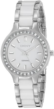 DKNY Women's Ceramic White Dial Two Tone Watch NY8139 