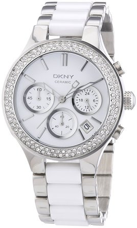 DKNY Women's Chronograph White Dial Ceramic Watch NY8181