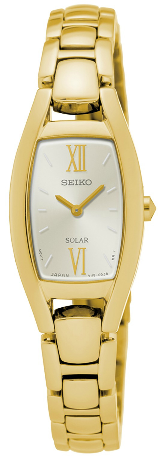 Seiko Women's Solar Silver Dial Gold Tone Watch SUP320