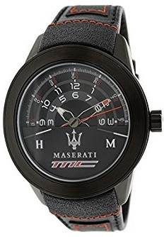 Maserati Men's Black Leather Strap Watch R8851110002