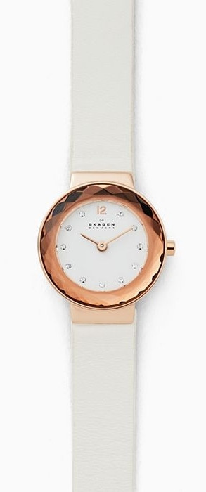 Skagen Women's Leonora White Dial White Leather Watch SKW2769