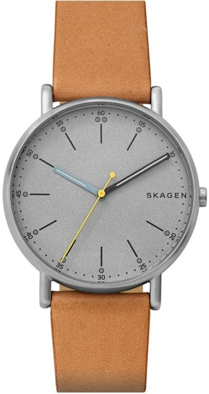 Skagen Men's Signatur Grey Dial Brown Leather Watch SKW6373