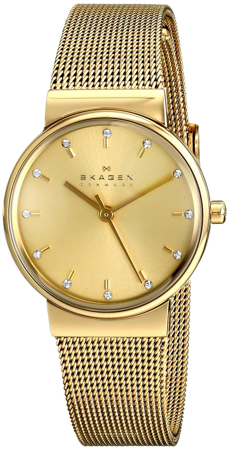 Skagen Ancher Women's Champagne Dial Gold Tone Watch SKW2196